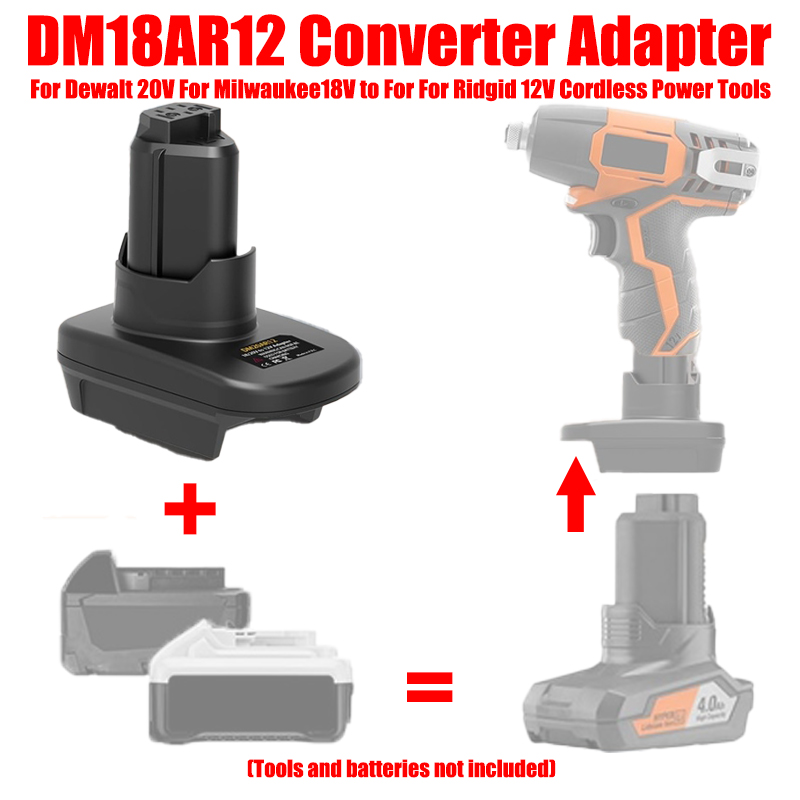 Power Tools Ridgid - HAKSINKY Batterieadapter DM18AR12 für Dewalt/Milwaukee 18V